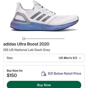 adidas White Knit Ultra Boost with Iridescent Blue-Purple Midsole